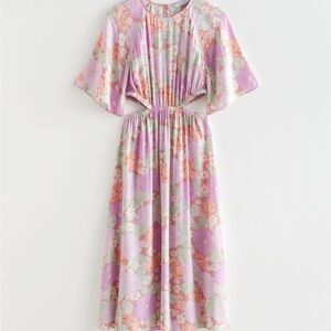 & Other Stories Floral Vintage Vibes Cut Out MIDI Dress Size 2